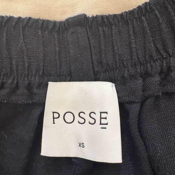 Posse Black Wide Leg Linen Trousers - Picture 1 of 2